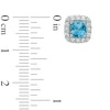 5.0mm Cushion-Cut Swiss Blue Topaz and Lab-Created White Sapphire Frame Stud Earrings in Sterling Silver
