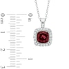 7.0mm Cushion-Cut Garnet and Lab-Created White Sapphire Frame Pendant in Sterling Silver