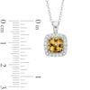 Thumbnail Image 1 of 7.0mm Cushion-Cut Citrine and Lab-Created White Sapphire Frame Pendant in Sterling Silver
