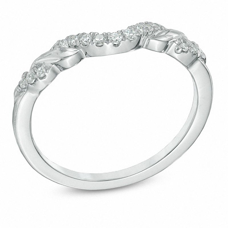 0.12 CT. T.W. Diamond Contour Wedding Band in 14K White Gold