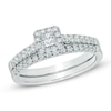 Thumbnail Image 1 of 0.60 CT. T.W. Certified Princess-Cut Diamond Frame Bridal Set in 14K White Gold (I/SI2)