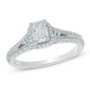 Thumbnail Image 1 of 0.50 CT. T.W. Emerald-Cut Composite Diamond Frame Engagement Ring in 14K White Gold