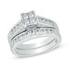 Thumbnail Image 1 of 1.00 CT. T.W. Certified Princess-CutQuad Diamond Bridal Set in 14K White Gold (I/SI2)