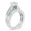 Thumbnail Image 1 of 1.00 CT. T.W. Certified Princess-CutQuad Diamond Bridal Set in 14K White Gold (I/SI2)