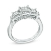 Thumbnail Image 1 of 0.50 CT. T.W. Princess-Cut Quad Diamond Frame Three Stone Engagement Ring in 10K White Gold