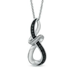 0.05 CT. T.W. Enhanced Black and White Diamond Abstract Infinity Pendant in Sterling Silver