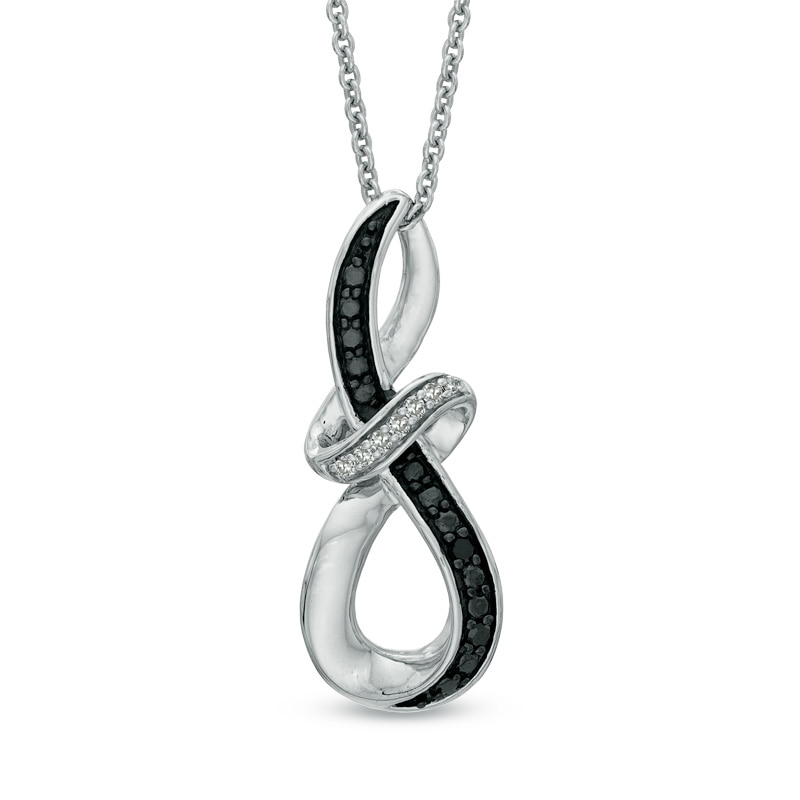 0.05 CT. T.W. Enhanced Black and White Diamond Abstract Infinity Pendant in Sterling Silver|Peoples Jewellers