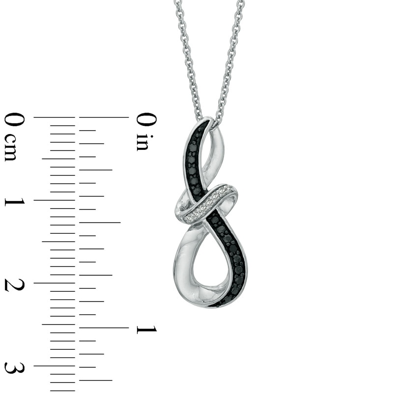 Main Image 2 of 0.05 CT. T.W. Enhanced Black and White Diamond Abstract Infinity Pendant in Sterling Silver