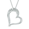 Thumbnail Image 0 of 0.10 CT. T.W. Diamond Tilted "MOM" Heart Pendant in Sterling Silver