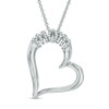 Thumbnail Image 1 of 0.10 CT. T.W. Diamond Tilted "MOM" Heart Pendant in Sterling Silver
