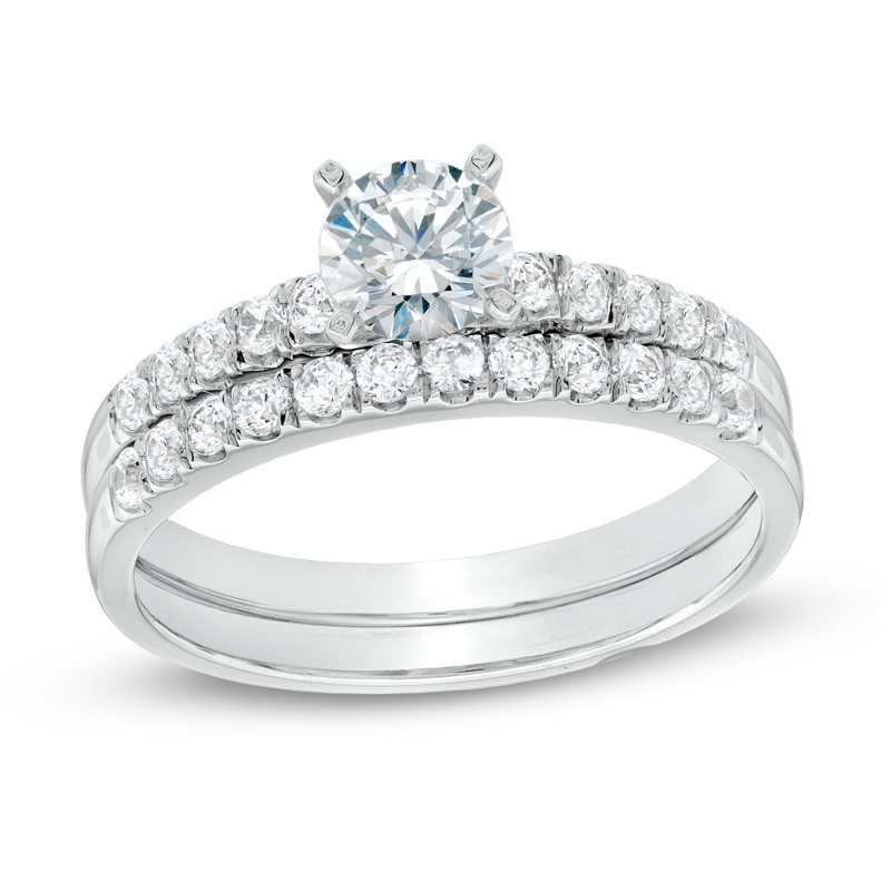 Main Image 1 of 1.00 CT. T.W. Certified Canadian Diamond Bridal Set in 14K White Gold (I/I2)
