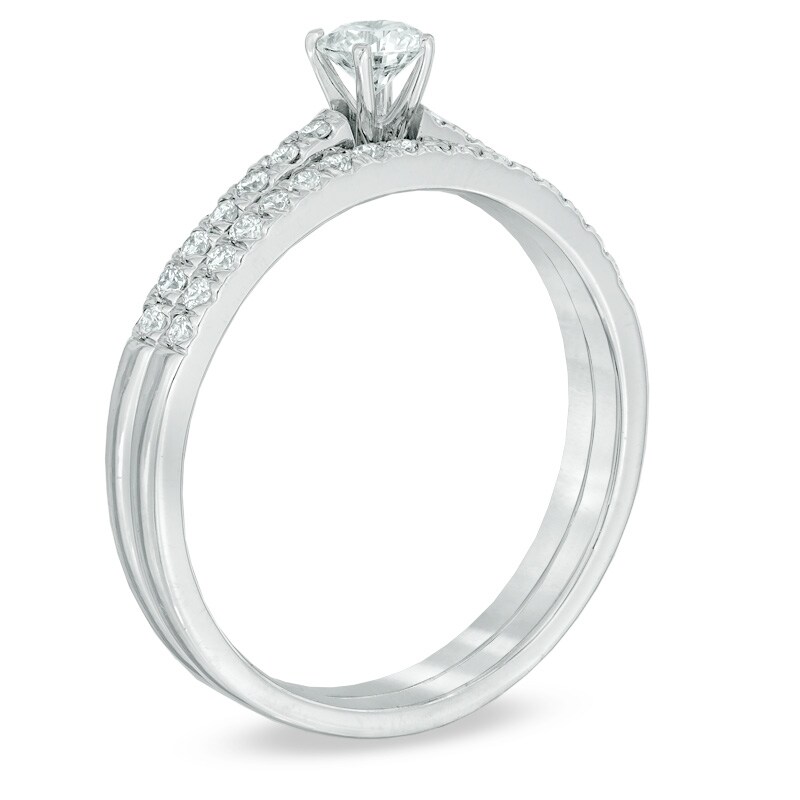 Main Image 2 of 0.45 CT. T.W. Certified Canadian Diamond Bridal Set in 14K White Gold (I/I2)