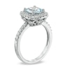 Thumbnail Image 1 of 7.0mm Cushion-Cut Lab-Created Blue Spinel and White Sapphire Frame Ring in Sterling Silver