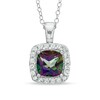Thumbnail Image 1 of 7.0mm Mystic Fire® Topaz and Lab-Created White Sapphire Frame Pendant in Sterling Silver