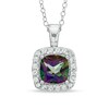 Thumbnail Image 0 of 7.0mm Mystic Fire® Topaz and Lab-Created White Sapphire Frame Pendant in Sterling Silver