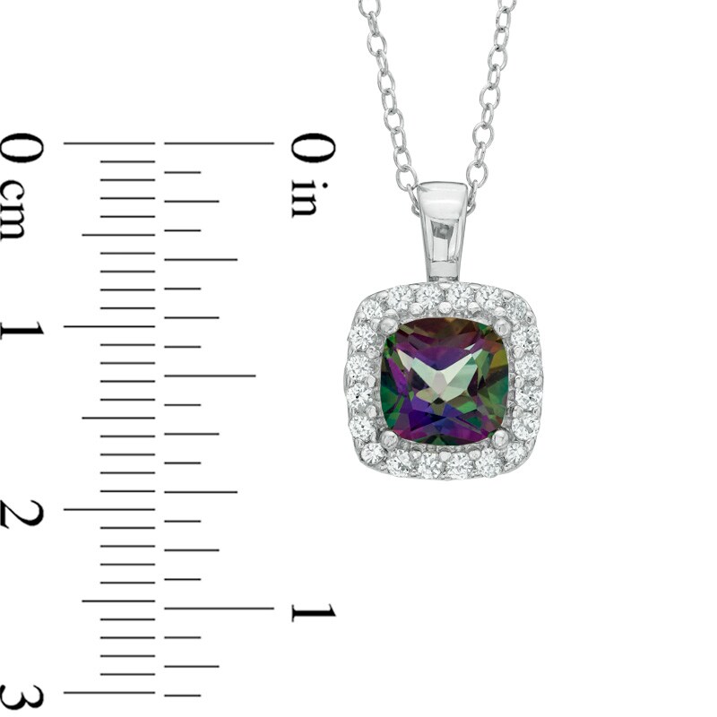 7.0mm Mystic Fire® Topaz and Lab-Created White Sapphire Frame Pendant in Sterling Silver