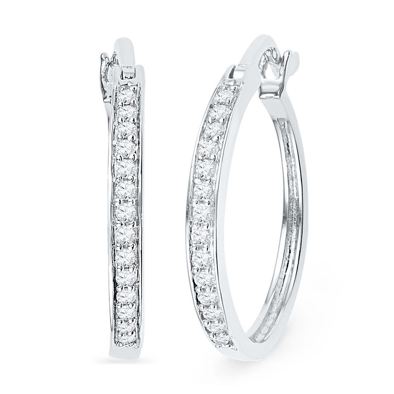 0.20 CT. T.W. Diamond Hoop Earrings in Sterling Silver|Peoples Jewellers
