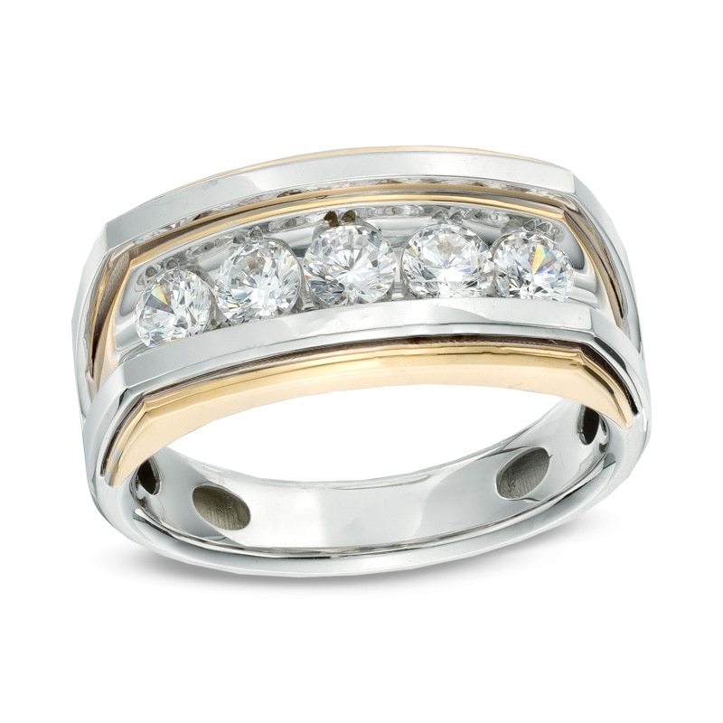 Men's 1.00 CT. T.W. Diamond Five Stone Ring in 10K Two-Tone Gold - Size 10