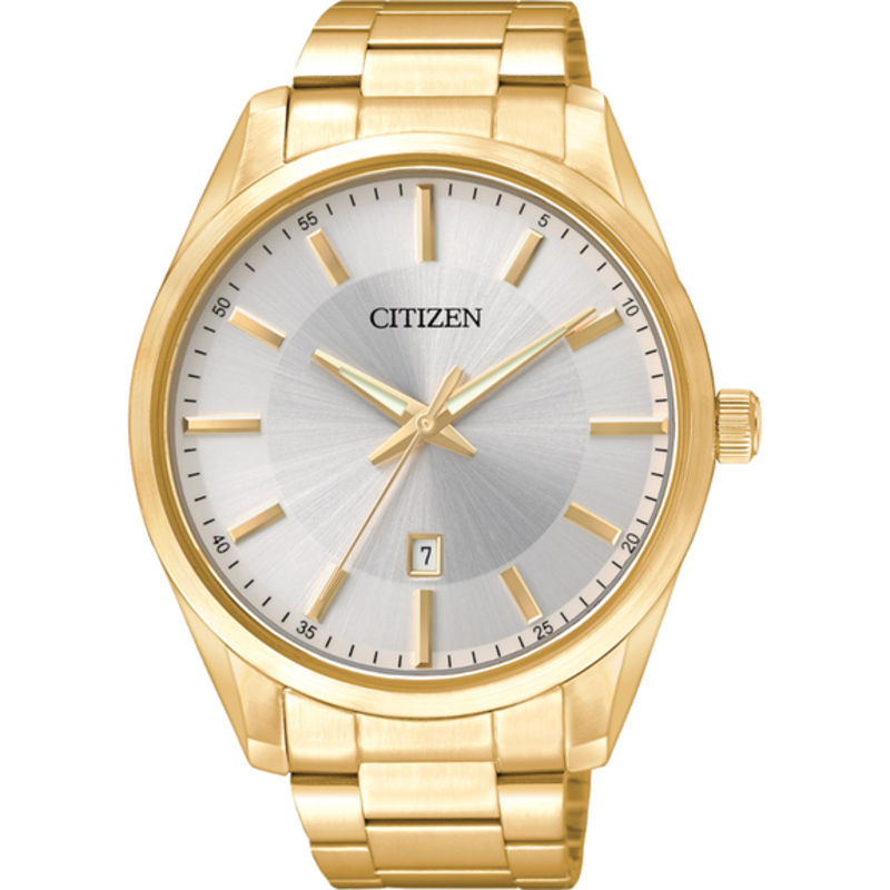 Men's Citizen Quartz Gold-Tone Watch with Silver Dial (Model: BI1032-58A)|Peoples Jewellers