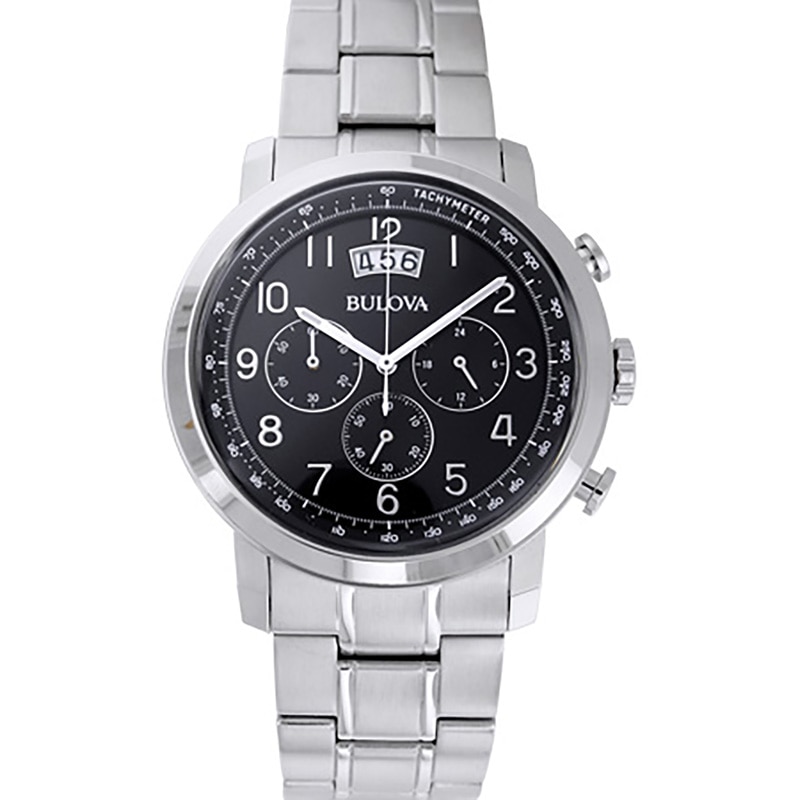 Men's Bulova Chronograph Watch with Black Dial (Model: 96B202)|Peoples Jewellers