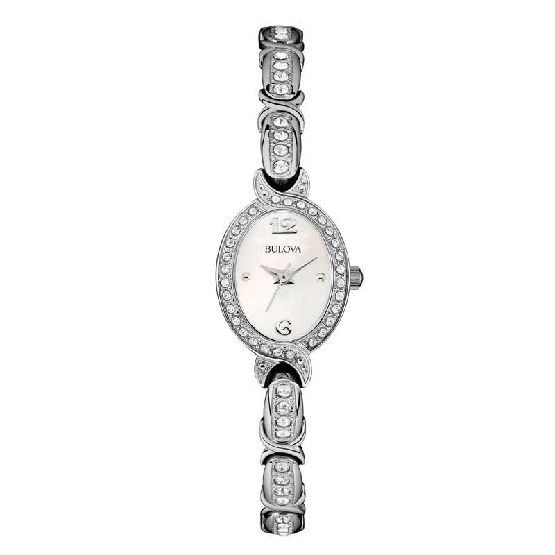 Main Image 1 of Ladies' Bulova Crystal Accent Watch with Oval Mother-of-Pearl Dial (Model: 96R199)