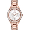 Ladies' Citizen Eco-Drive® Crystal Chronograph Rose-Tone Watch with White Dial (Model: FD2013-50A)