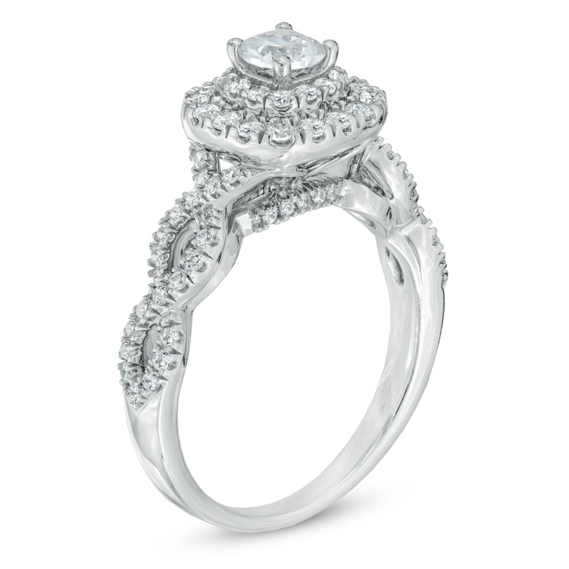 1.00 CT. T.W. Certified Diamond Double Frame Engagement Ring in 14K White Gold (I/I1)