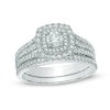 Thumbnail Image 1 of 0.95 CT. T.W. Certified Canadian Diamond Double Square Frame Bridal Set in 14K White Gold (I/I2)