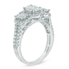 Thumbnail Image 1 of 1.50 CT. T.W. Oval Composite Diamond Three Stone Frame Engagement Ring in 14K White Gold