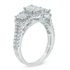 Thumbnail Image 2 of 1.50 CT. T.W. Oval Composite Diamond Three Stone Frame Engagement Ring in 14K White Gold
