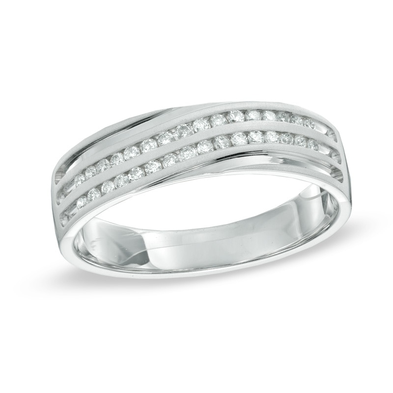 Men's CT. T.W. Diamond Channel Ring in 10K White Gold|Peoples Jewellers