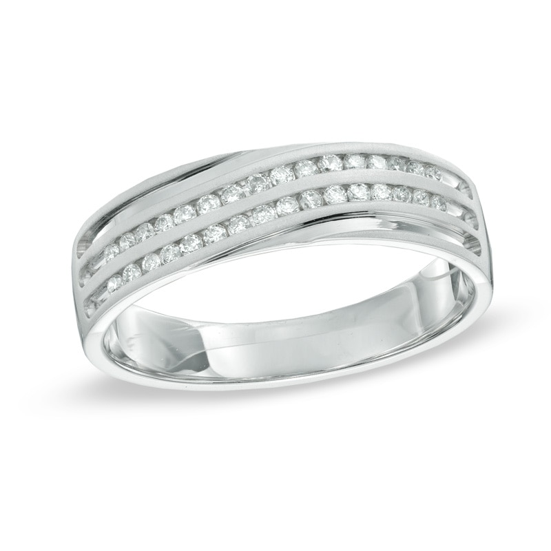 Men's 0.25 CT. T.W. Diamond Channel Ring in 10K White Gold