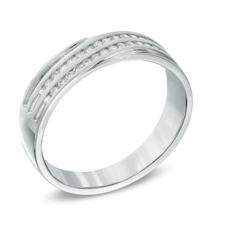 Main Image 2 of Men's 0.25 CT. T.W. Diamond Channel Ring in 10K White Gold