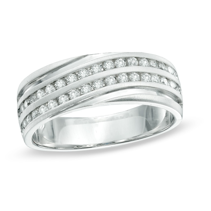 Main Image 1 of Men's 0.50 CT. T.W. Diamond Channel Ring in 10K White Gold