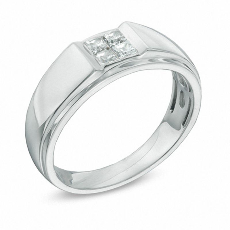 0.50 CT. T.W. Square-Cut Quad Diamond Ring in 10K White Gold