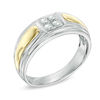 Thumbnail Image 1 of Men's 0.50 CT. T.W. Square-Cut Quad Diamond Ring in 10K Two-Tone Gold