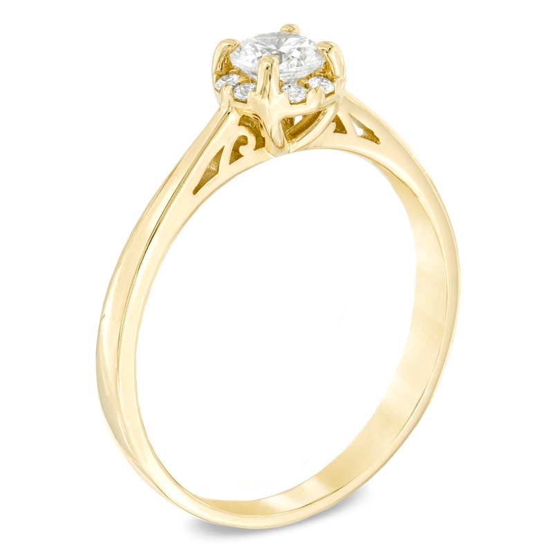 0.34 CT. T.W. Certified Canadian Diamond Frame Engagement Ring in 14K Gold (I/I1)