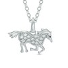 Thumbnail Image 1 of 0.04 CT. T.W. Diamond Galloping Horse Pendant in Sterling Silver
