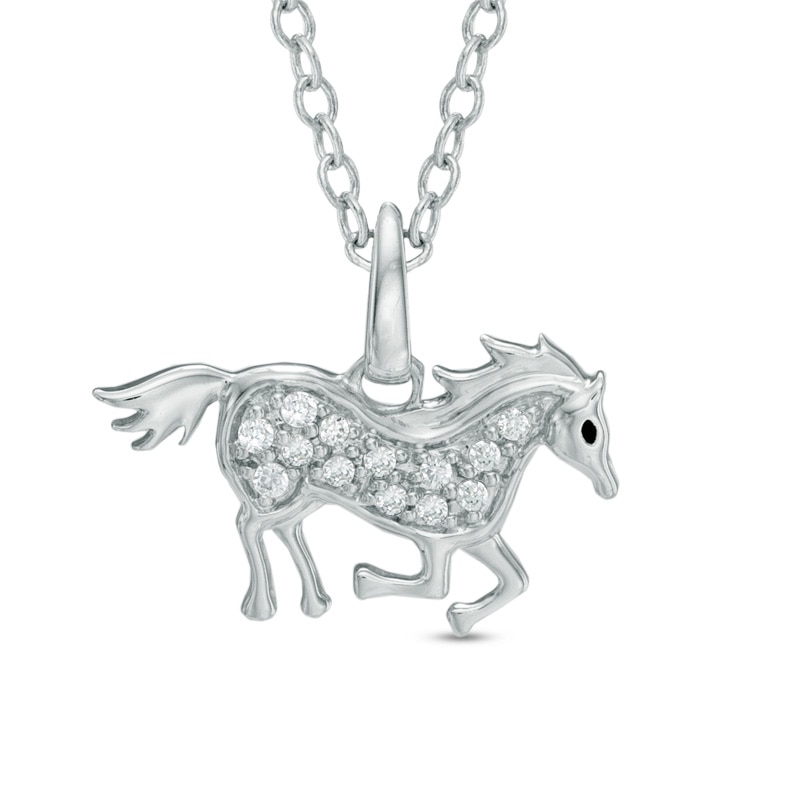 0.04 CT. T.W. Diamond Galloping Horse Pendant in Sterling Silver