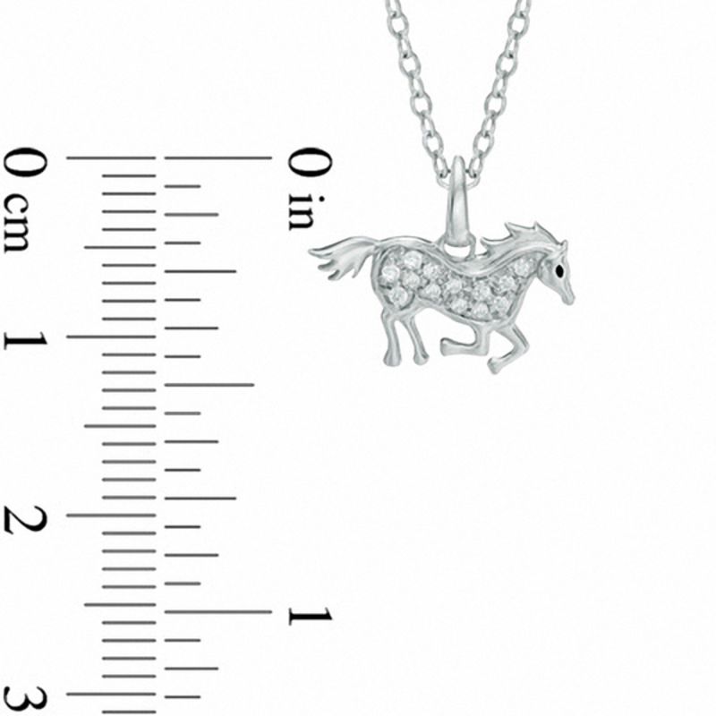 Main Image 2 of 0.04 CT. T.W. Diamond Galloping Horse Pendant in Sterling Silver