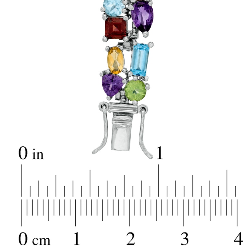 Main Image 2 of Multi-Gemstone Cluster Bracelet in Sterling Silver - 7.5"
