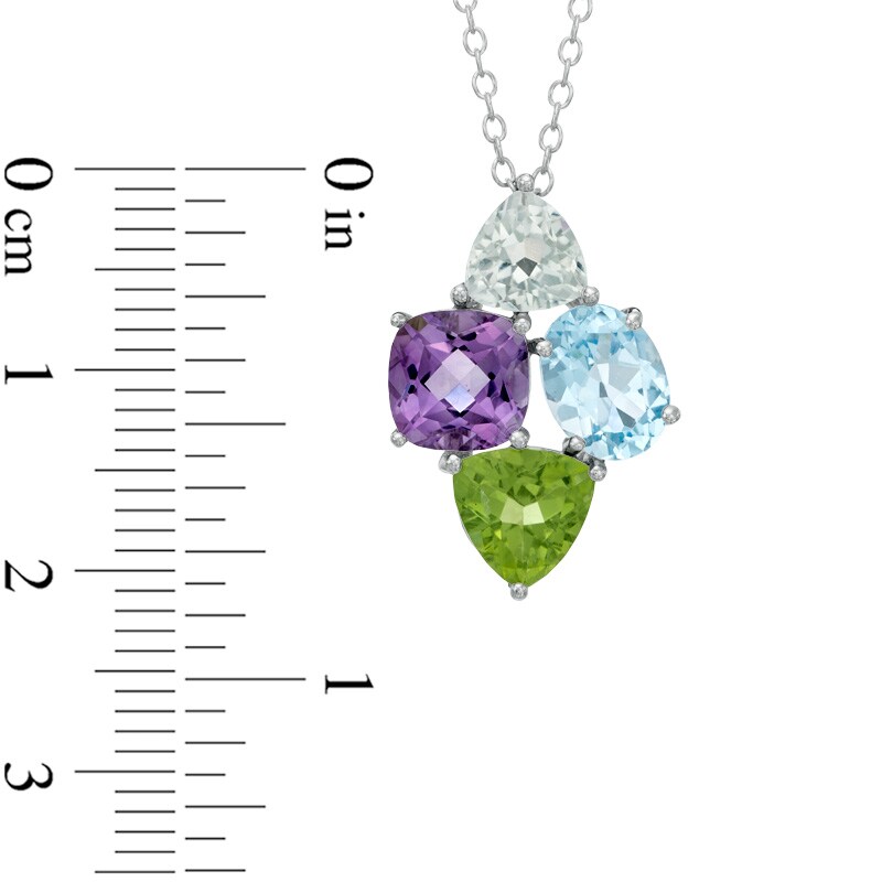 Multi-Gemstone Cluster Pendant in Sterling Silver