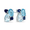 Thumbnail Image 1 of Blue Topaz Cluster Stud Earrings in Sterling Silver