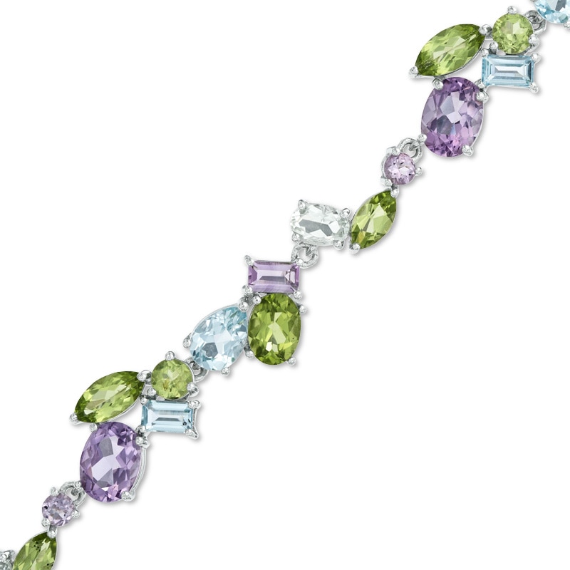 Main Image 1 of Multi-Gemstone Bracelet in Sterling Silver - 7.25"