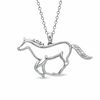 Thumbnail Image 1 of 0.04 CT. T.W. Diamond Running Horse Pendant in Sterling Silver