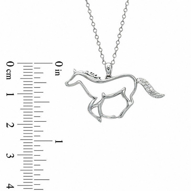 Main Image 2 of 0.04 CT. T.W. Diamond Running Horse Pendant in Sterling Silver