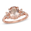 Thumbnail Image 1 of Oval Morganite and Diamond Accent Leaf Ring in 10K Rose Gold