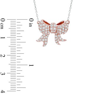 Lab-Created White Sapphire Bow Necklace in Sterling Silver with 18K Rose Gold Plate