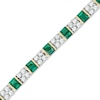Baguette Lab-Created Emerald and White Sapphire Bracelet in Sterling Silver with 14K Gold Plate - 7.25"