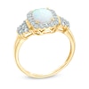 Thumbnail Image 1 of Cushion-Cut Lab-Created Opal and White Sapphire Ring in 10K Gold
